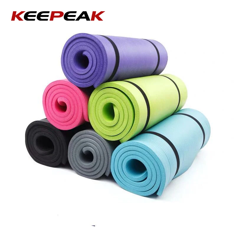 

Keepeak 8-20mm Custom Thick NBR Foam Fitness & Exercise Yoga Mat with Carrier Strap Eco Friendly TPE/PVC/EVA/NBR Yoga Mat, Black, blue, purple, pink, green, red, grey or customized