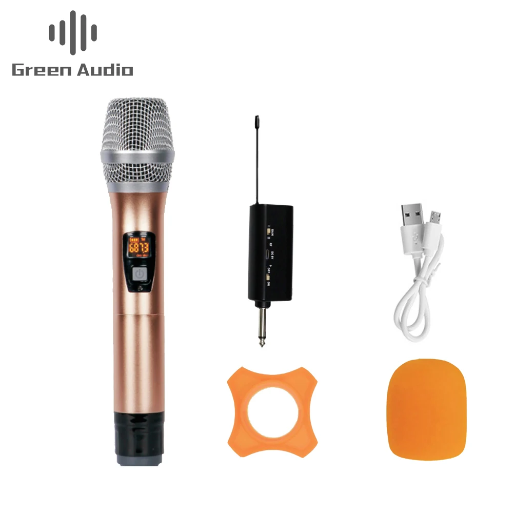 

GAW-001A Portable Wireless Microphone UHF dynamic handheld microphone karaoke meeting microphone, Silver&gold