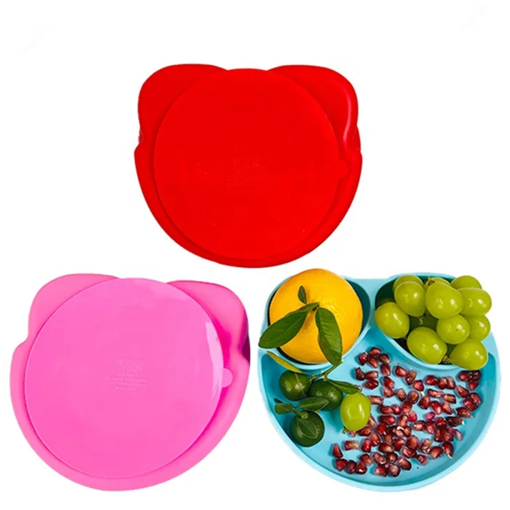 

New arrival food grade BPA free silicone dishes strong suction divided silicone plate