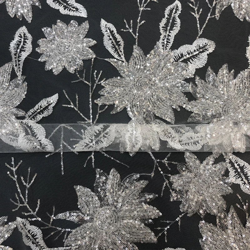 

CHINA Jia Yi New Design French Lace Fabrics Fashionable Sequins Lace For Wedding African Lace