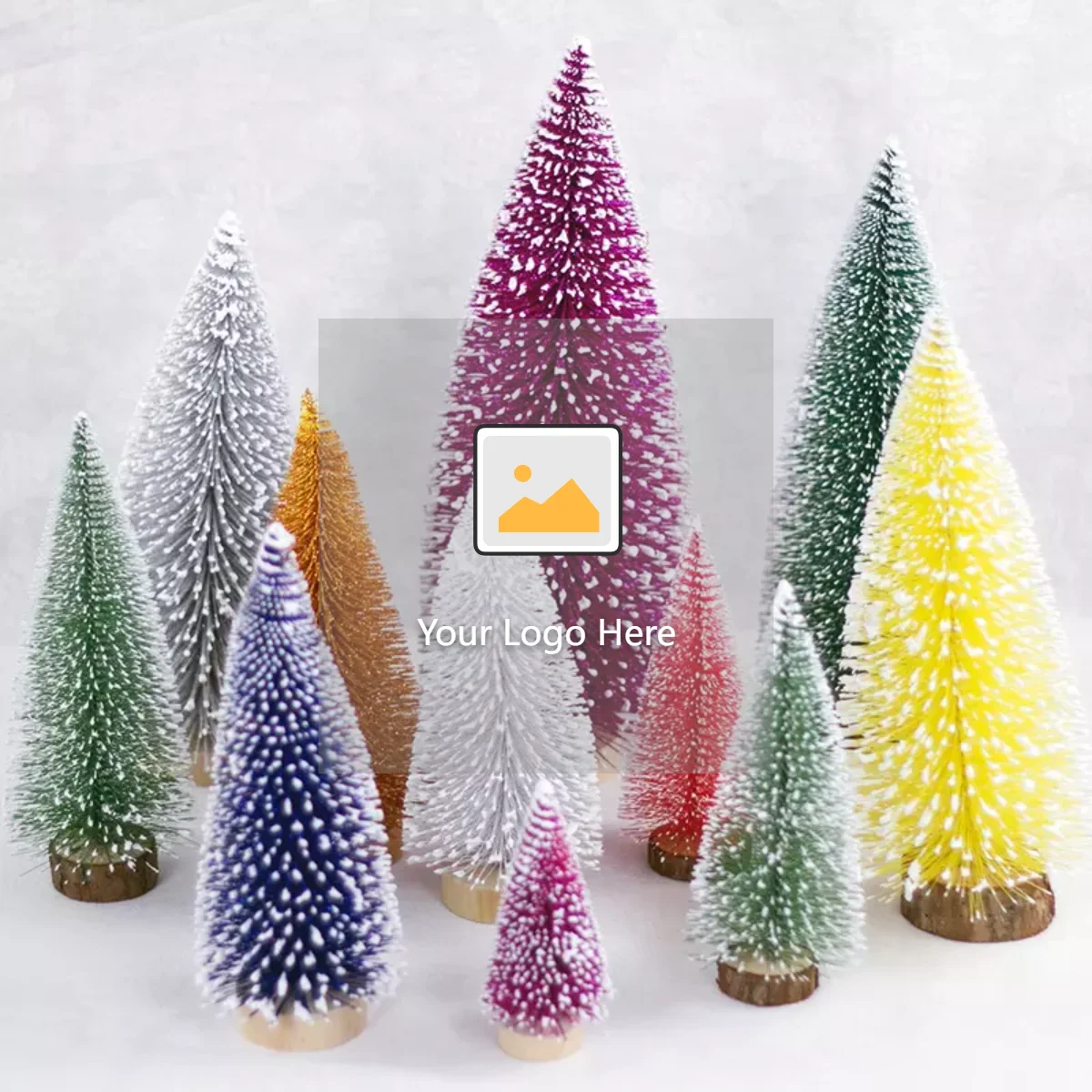 Xueliee 24Pcs Mini Sisal Snow Frost Trees Bottle Brush Trees Christmas Tree Mini Pine Tree with Wood Base for DIY Room Decor Home Table Top Decoration 