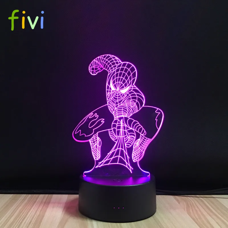 3D Night Lamp Spiderman  LED Lights Table Lamp Superhero Night Light