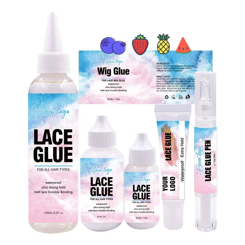 

Private Label Custom Scented White Invisible Waterproof Strong Hold Bonding Frontal Hair Wig Lace Adhesive glue Pen Set