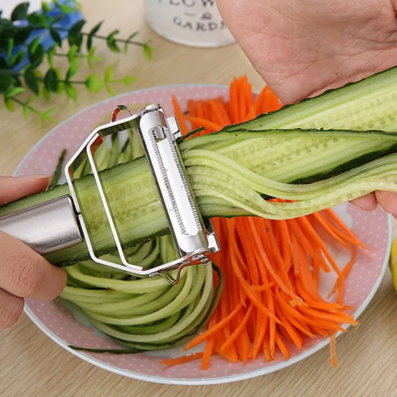 

Stainless Steel Multi-function Vegetable Peeler Julienne Cutter Julienne Peeler Potato Carrot Grater Kitchen Tool, As photo