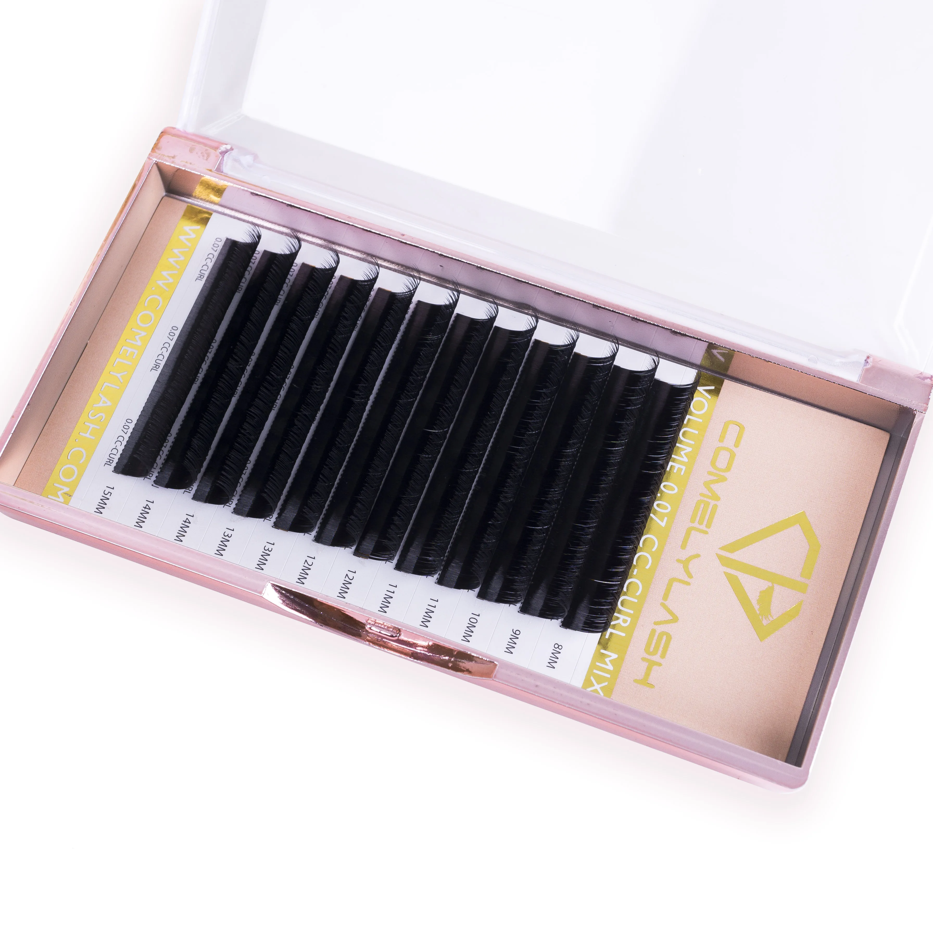 

Comelylash 6-25mm private label silk individual mink eyelash extension individual lashes customized lash packaging, Black