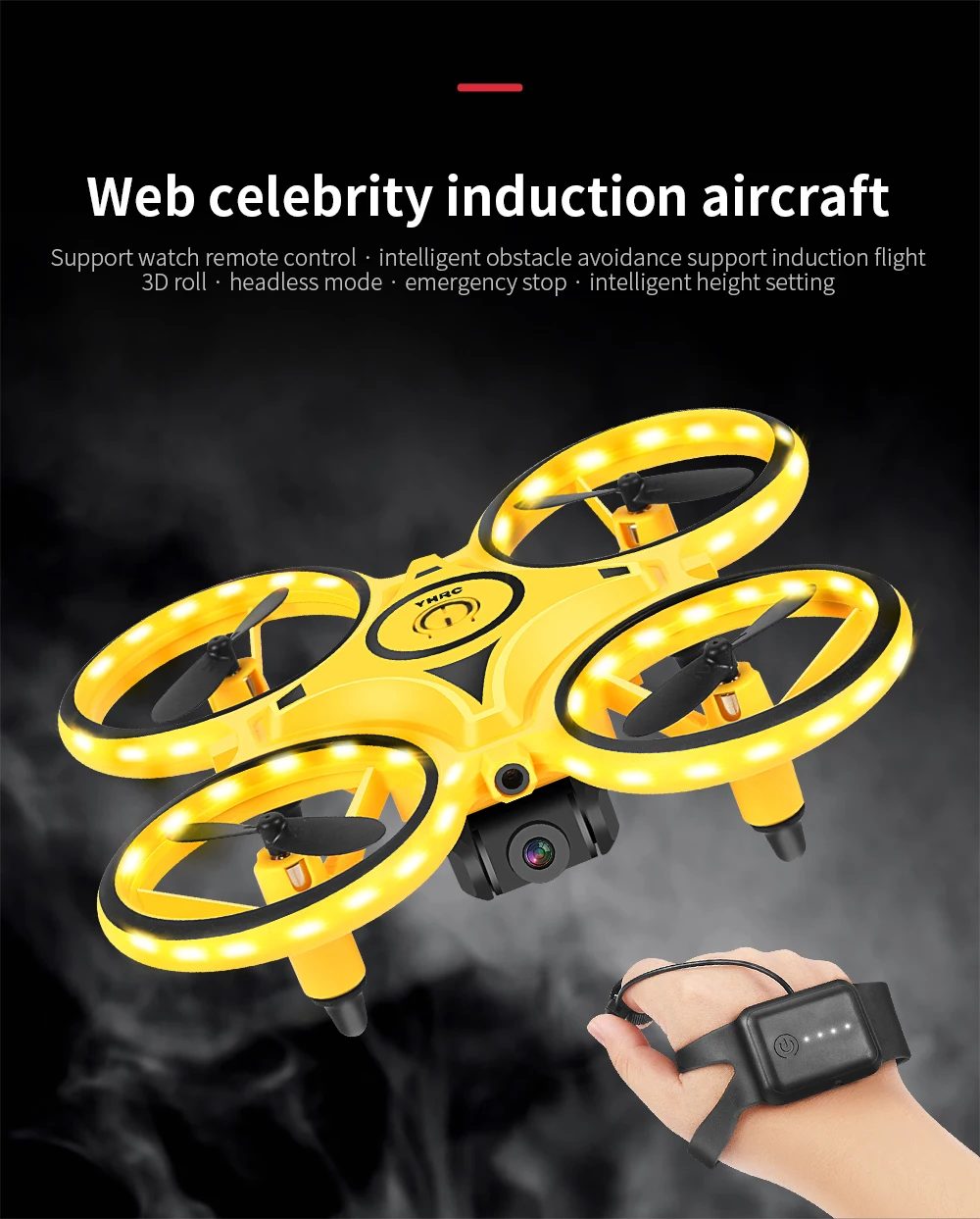 2021 Rc Mini Quadcopter Induction Drone Smart Watch Remote Sensing