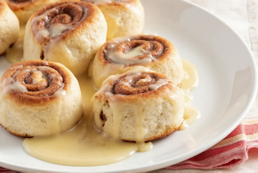 Perfectly baked cinnamon rolls made from frozen dough with gooey filling
