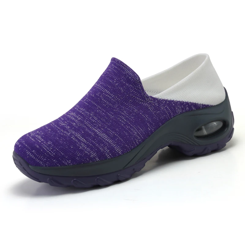 

Wholesale Fashion Female Walking Mesh Sneakers for Women Damping 1 Cushion Platform Sock Kint Shoes, Pink\blue\purple\drakblue