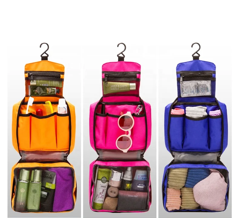 

Multifunction wholesale hanging toiletry bag waterproof travel make up organizer, Orange / hot pink / blue / customized