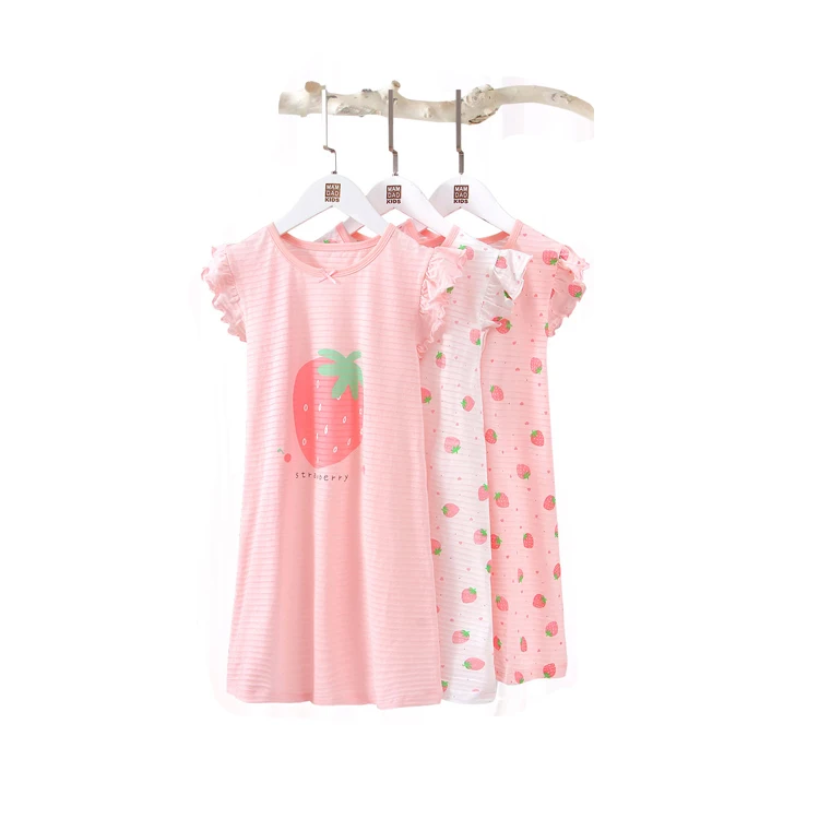 

Summer Fancy Pink Strawberry 100% Cotton Short-Sleeved Pajamas For Children