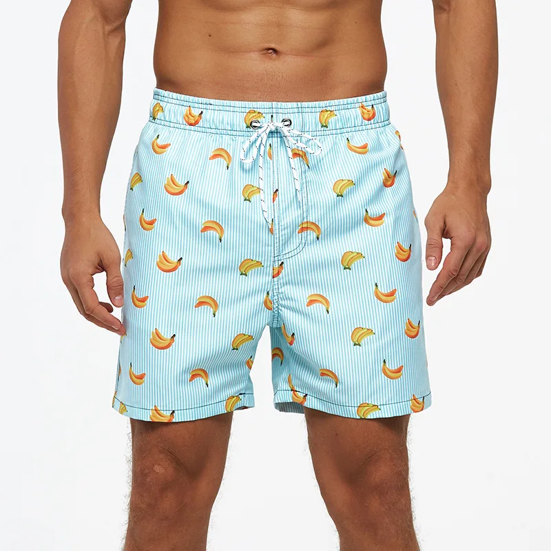 

2021 Men Swim Trunks Shorts Beach Short Men Swimwear Pant Print Swim Short, As pics show