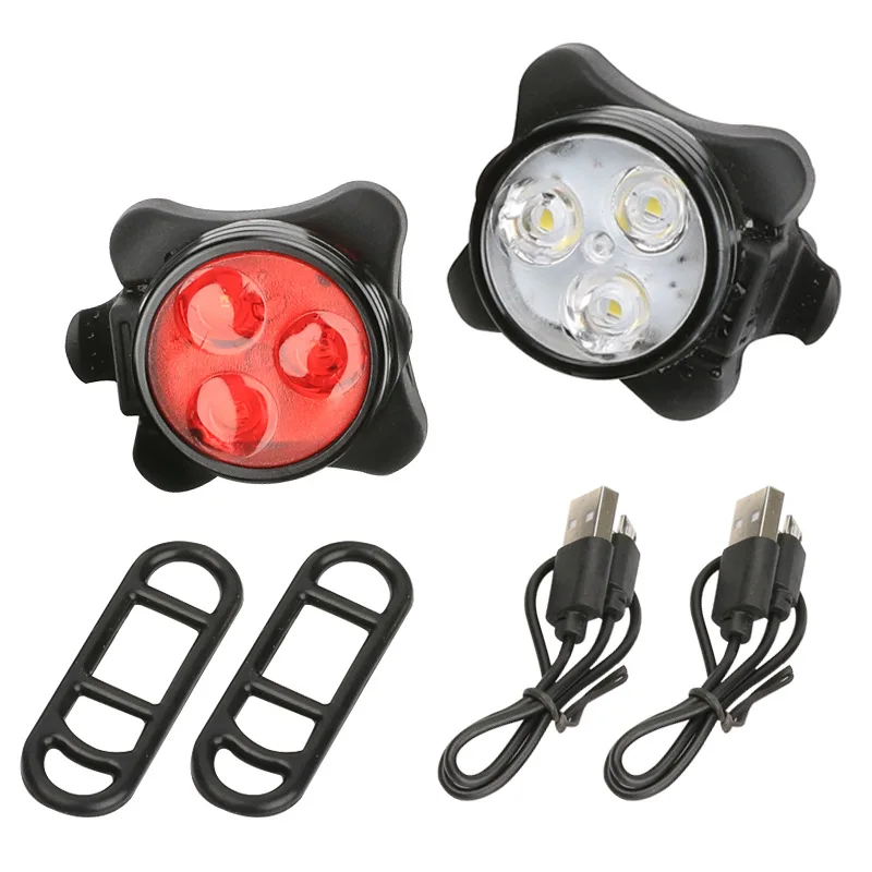 

USB Rechargeable Front White Bicycle Light Waterproof 4 Modes Bike Red Tail LED Bike Light