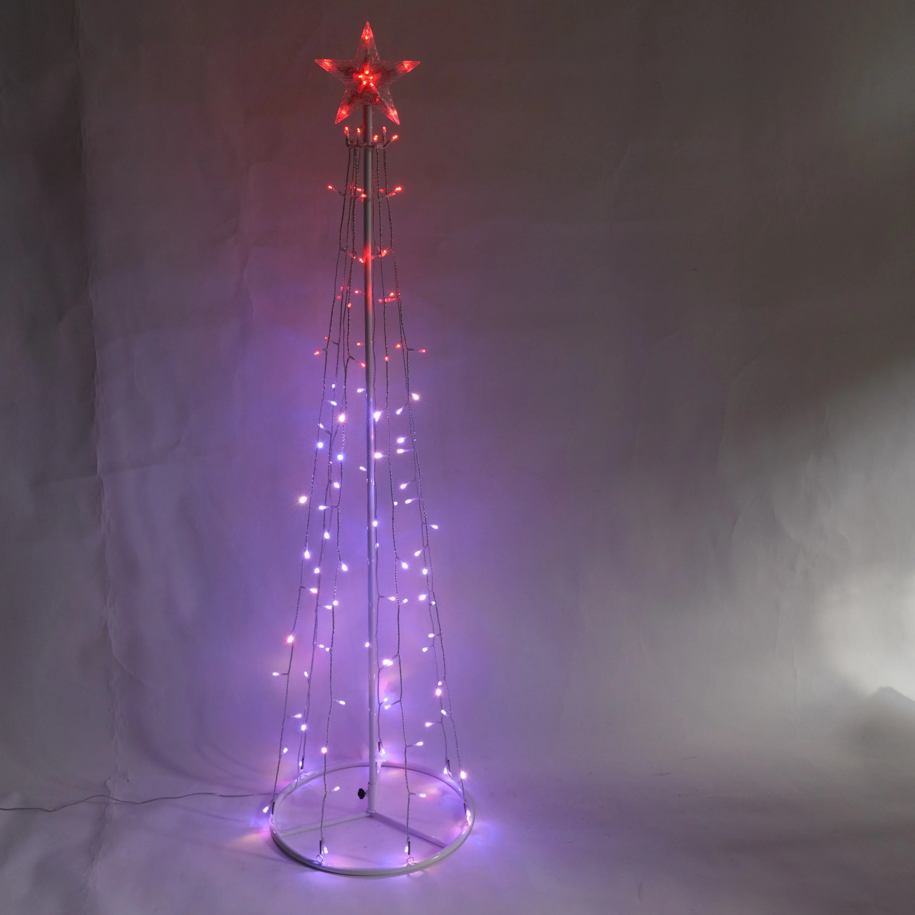 Smart sprial tree  star decoration  rgb app light for outdoor