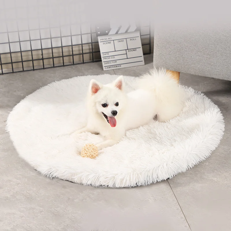 

New Design Wholesaler Pet Cushion Bed Dog Mat Plush Round Mat, 15 colors