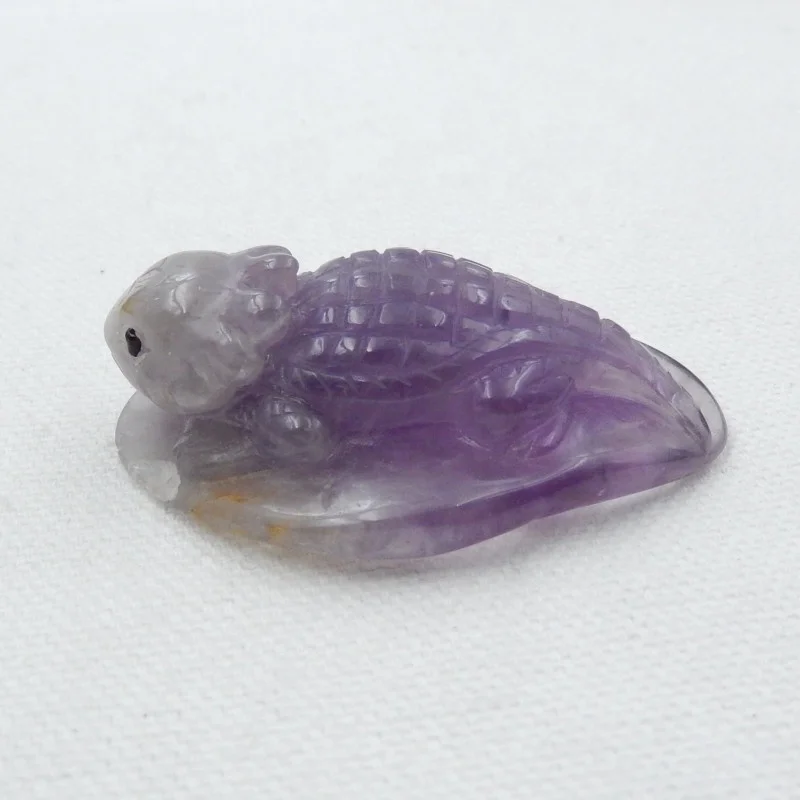 

Natural Crystal Carved Animal Amethyst Carved Lizard, Necklace Pendant, Healing Gem, 51x33x16mm, 27.6g