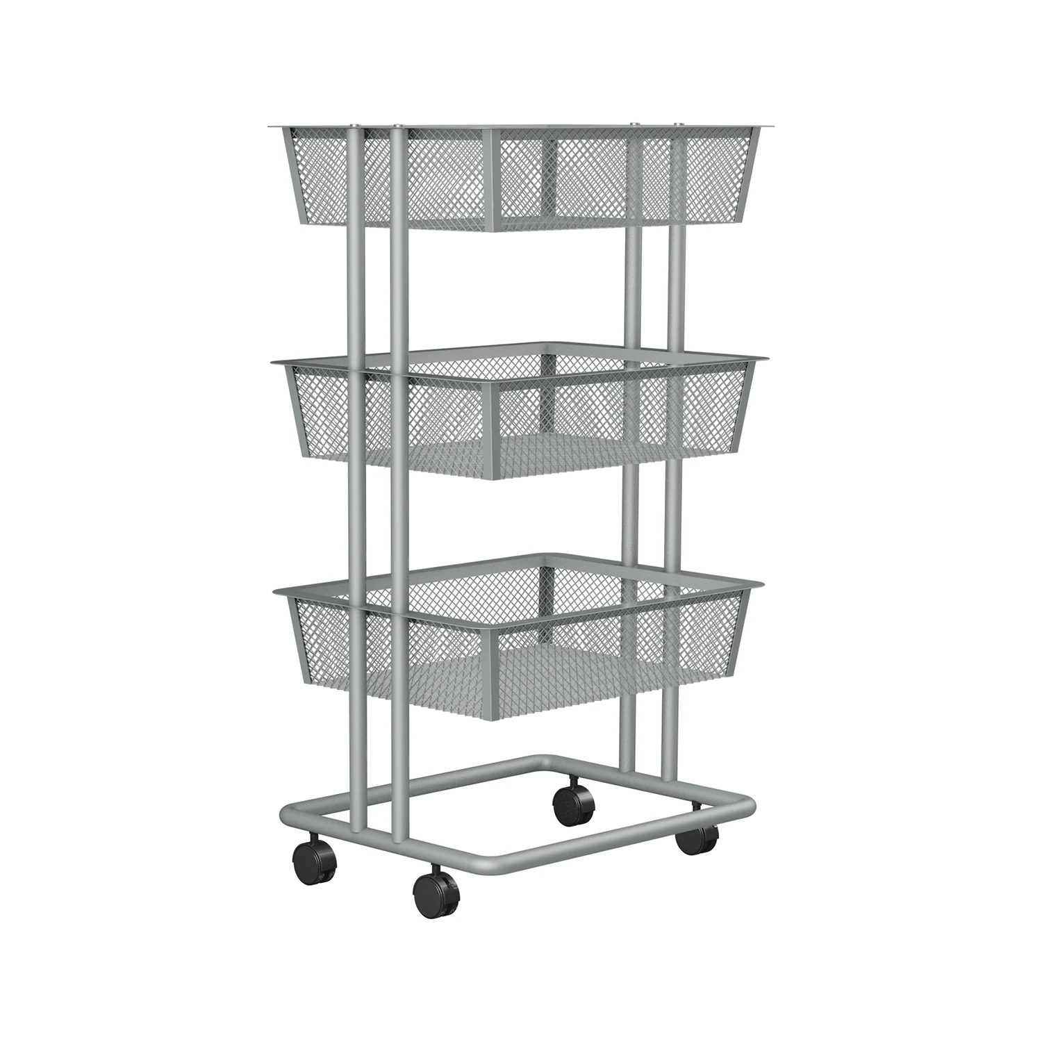 

Wholesale 3 Tier 4 Wheel Removable Stackable Metal Wire Fruit and Vegetable Storage Basket for Kitchen, Black