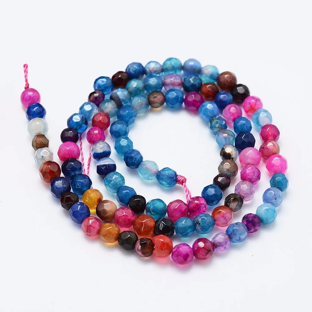 

PandaHall 4mm Dyed Heated Round Faceted Mixed Color Natural Agate Beads