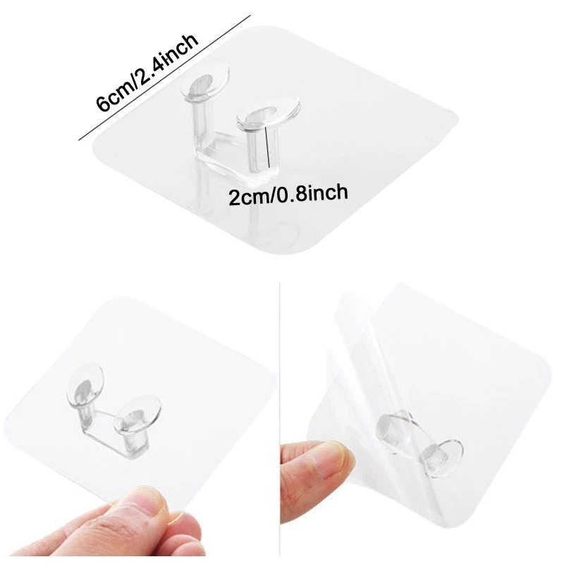 

Transparent Plug Hanging Hook Home Office Seamless Wall Powerful Cell Phone Adhesive Hook Power Plug Socket Holder Storage Stick