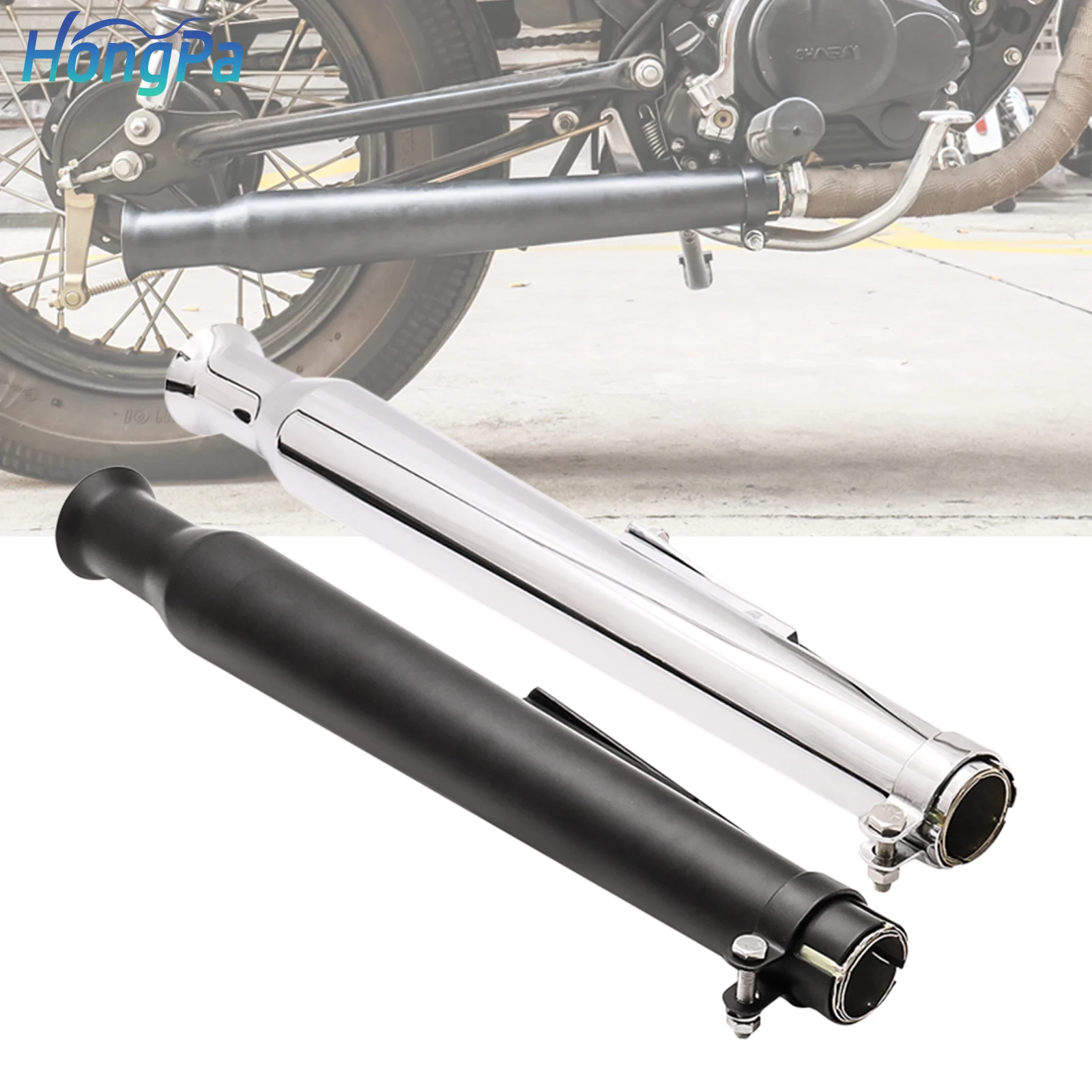 

Modified Motorcycle Exhaust Pipe Black/Chrome 38MM-42MM Motorcycle Exhaust Muffler Pipe