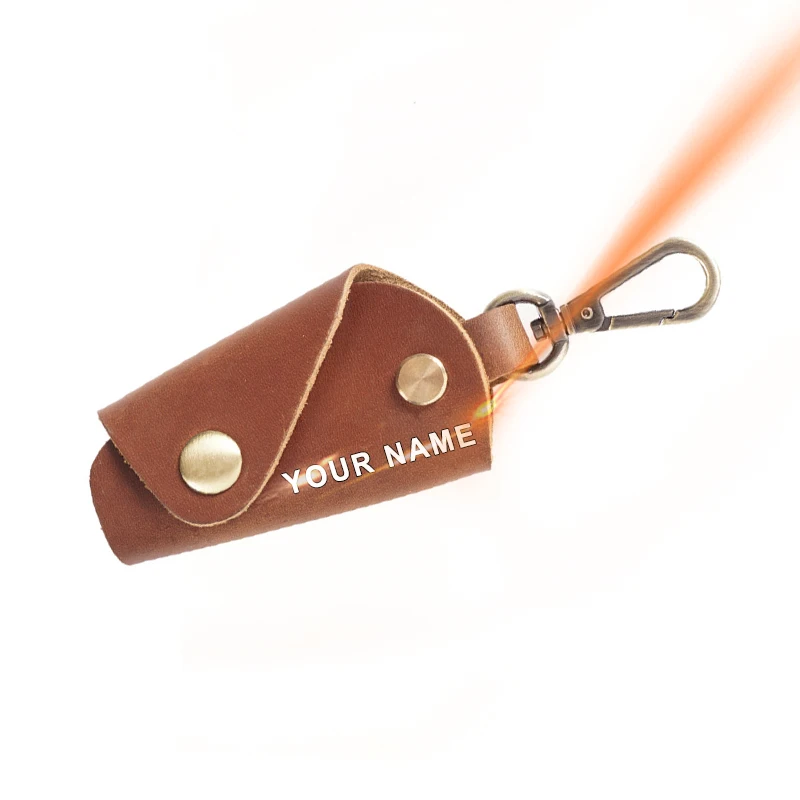 

Drop Shipping Crazy Horse Leather Wrapped Keychain Customized Car Organiser Case Waist Key Holder Pouch Wallet