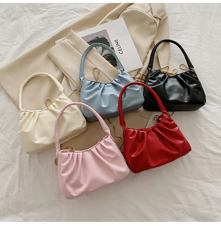 

Hot sale fashion pu leather women shoulder hand bag chains axillary package