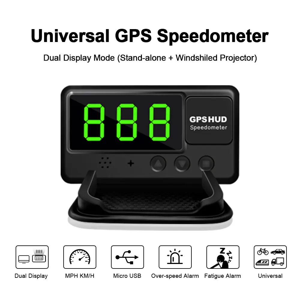 Digital Car HUD Head Up Display GPS Speedometer With Over Speed Alarm for All Cars and Trucks,Car Head-up Display Plug and Play