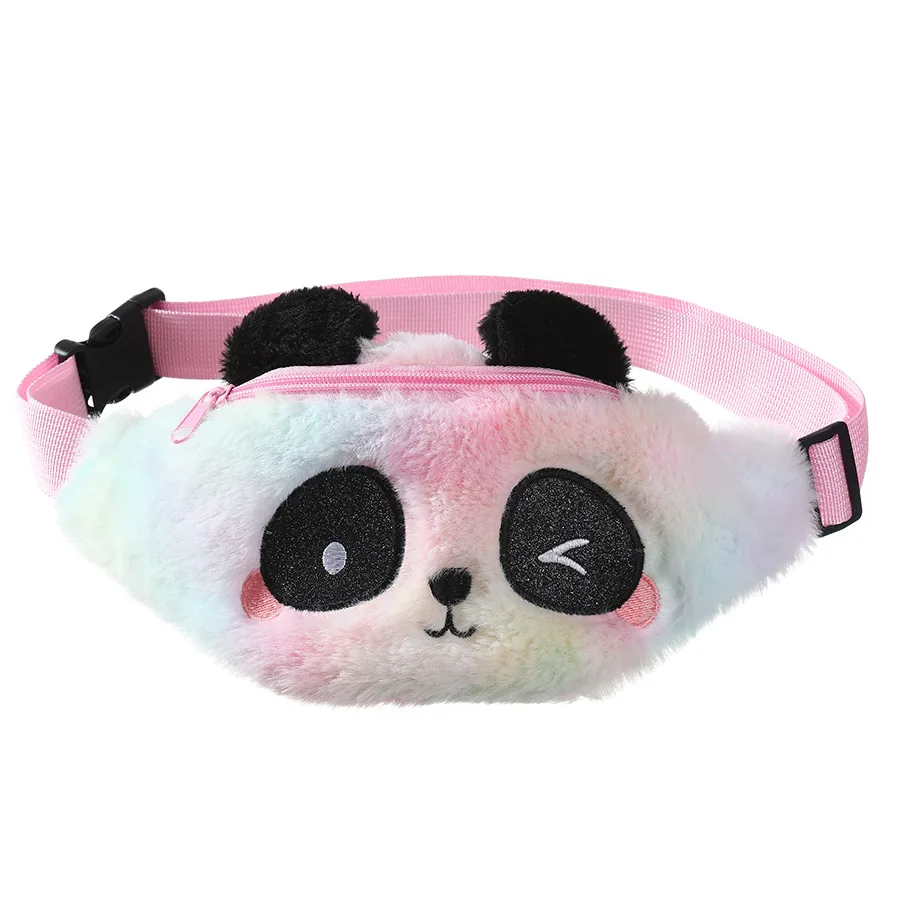 

Janhe Panda Cartoon Animal Toddler Tas Bum Begs kangourou Plush Fur Belt Girl Cute Chest Small Shoulder Waist Bag Fanny Pack, Colour