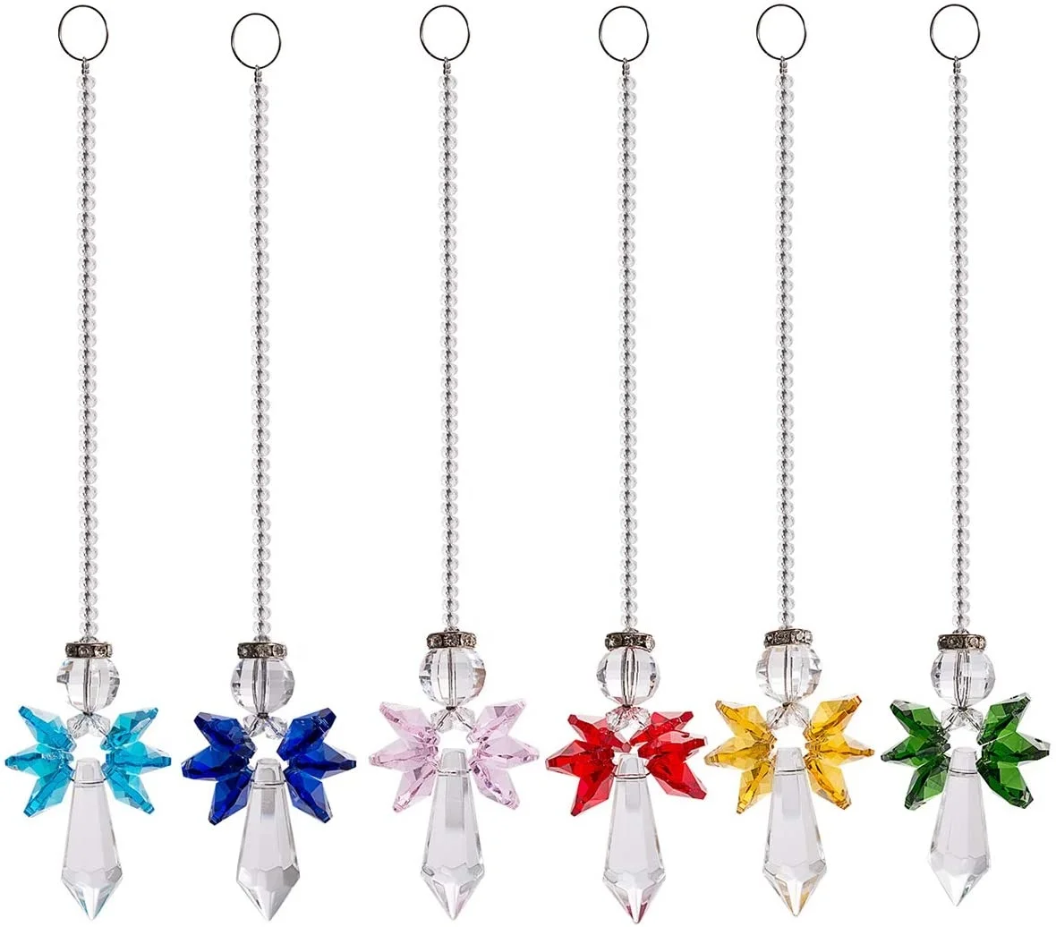 

Guardian Angel Crystal Hanging Ornament for Home Car Decoration Porch Decor Hangings Glass Ornament