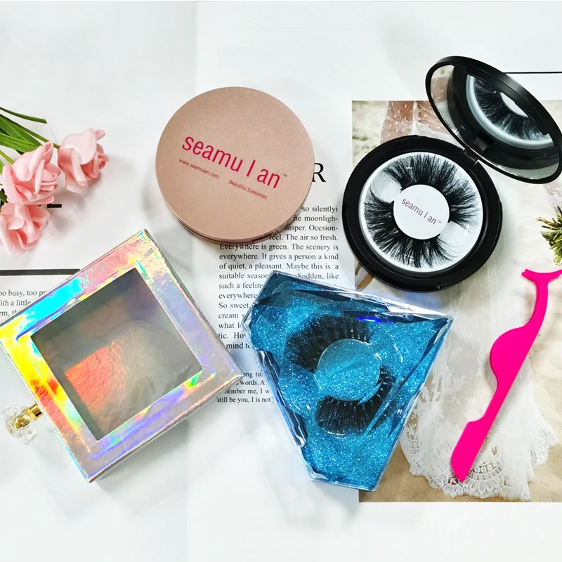 

2020 Private label Custom Eyelash Packaging 100% Real mink fur 3D mink eyelashes 5D 25mm eyelash packaging box
