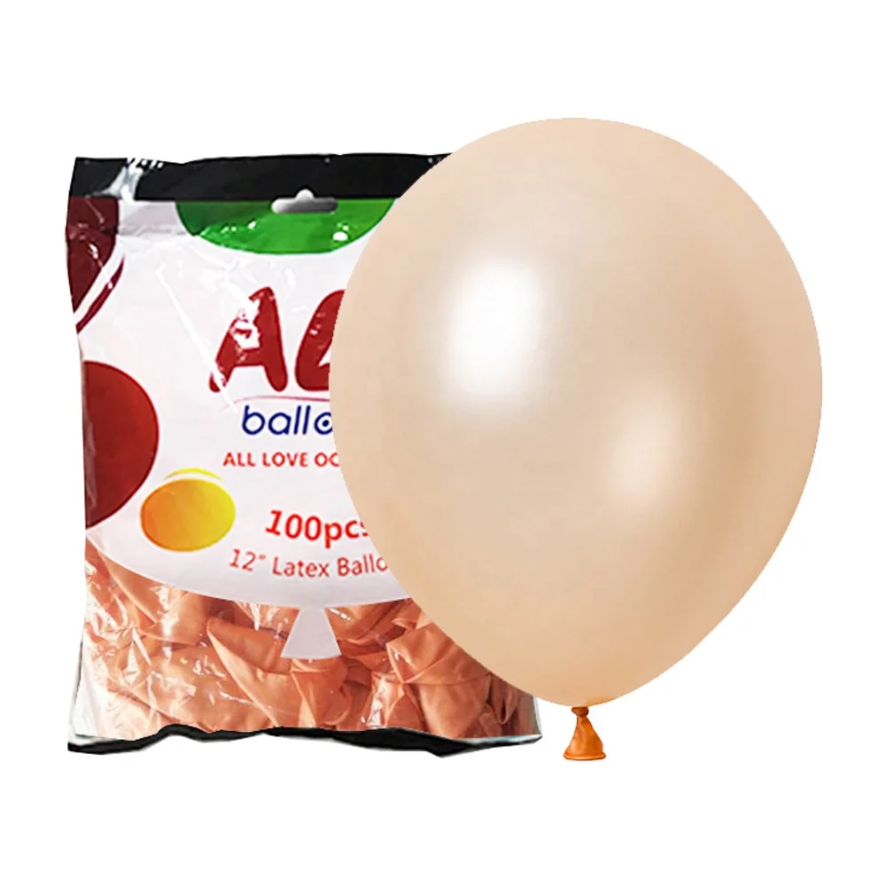 

100 pcs 12 inch Promotion Helium Eco Friendly Latex Pearl Peach Birthday Balloons Ballon