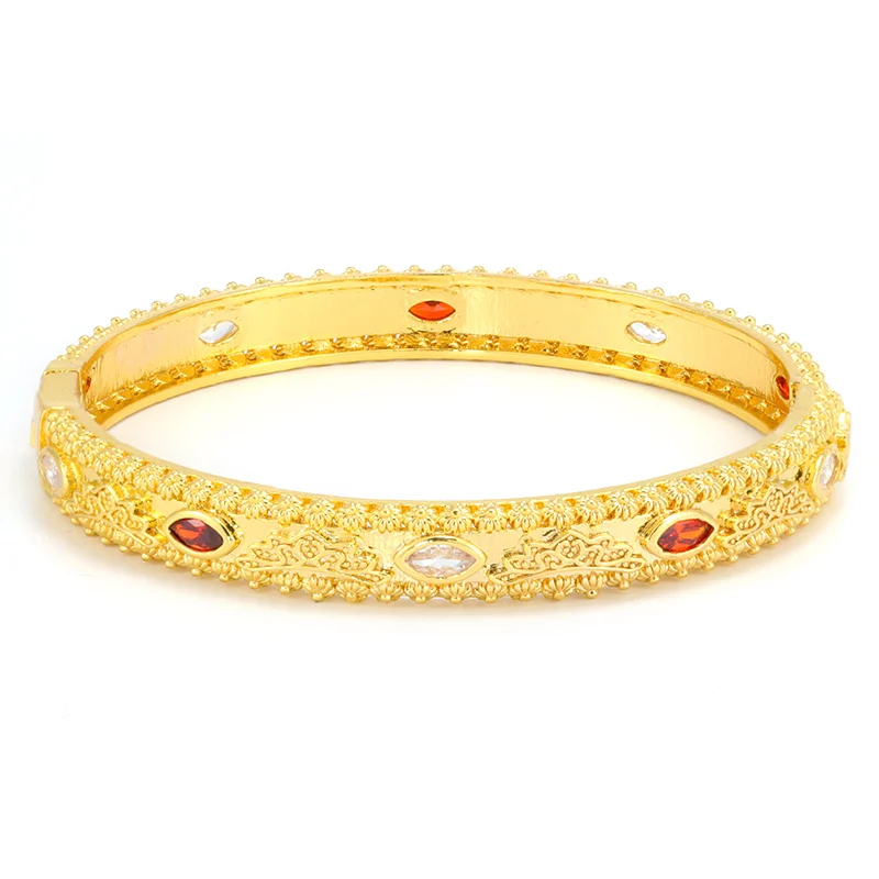 

Wholesale Women Fine Jewelry Oval Cubic Zirconia Gold Plated Wedding Bangle Bracelet