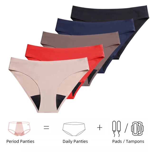 

Period Undies Solid Nylon Menstrual Panties Seamless Daytime Washable Leak Proof Menstrual Period Panties Leak Proof For Girls, Skin currant,deep purple ,pink leopard,blue leopard,pink,purple...