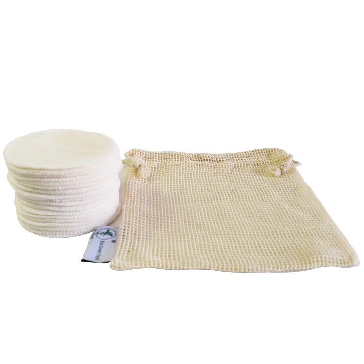 

Wholesale organic bamboo gentle soft reusable makeup remover pad 18pcs for one box