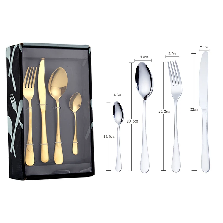 

Shiny Gold Plated Luxury Modern Flatware Restaurant 24Pcs Cutlery Sets, Silver/rose gold/gold/black/multicolour