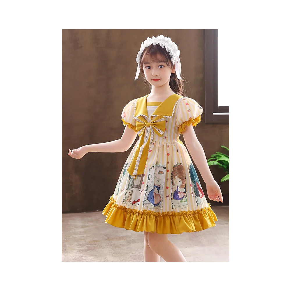 

Boutique Children's Clothes Flower Girls Latest Design 3 to 12 Years Kids Birthday Party Dress Lace Lolita Cosplay Clothes, As shown
