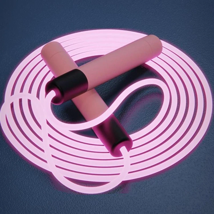 

Exercise Glowing LED Light Jump Rope Fitness Sport Adjustable Jumping Speed Skipping Rope, Pink blue green