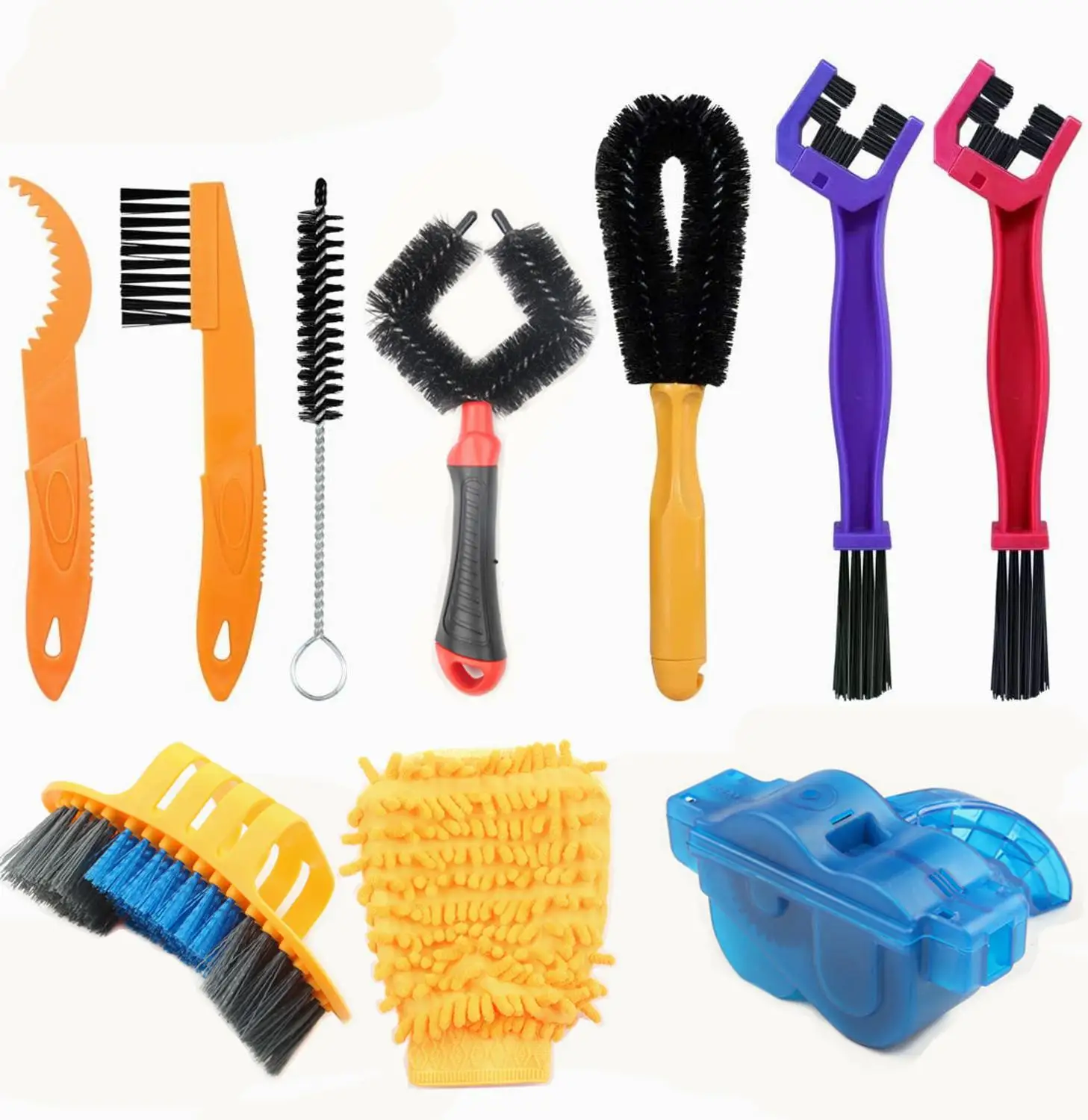 

10pcs Bicycle Chain Cleaner Portable Bike Brush Scrubber Wash Tool,MTB Cycling Cleaning Kit Bike Maintenance tools