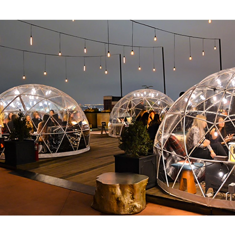 

Hot sale transparent winter and summer 3.6m outdoor garden party event PVC plastic igloo dome tent for dning cafe, Customer's require