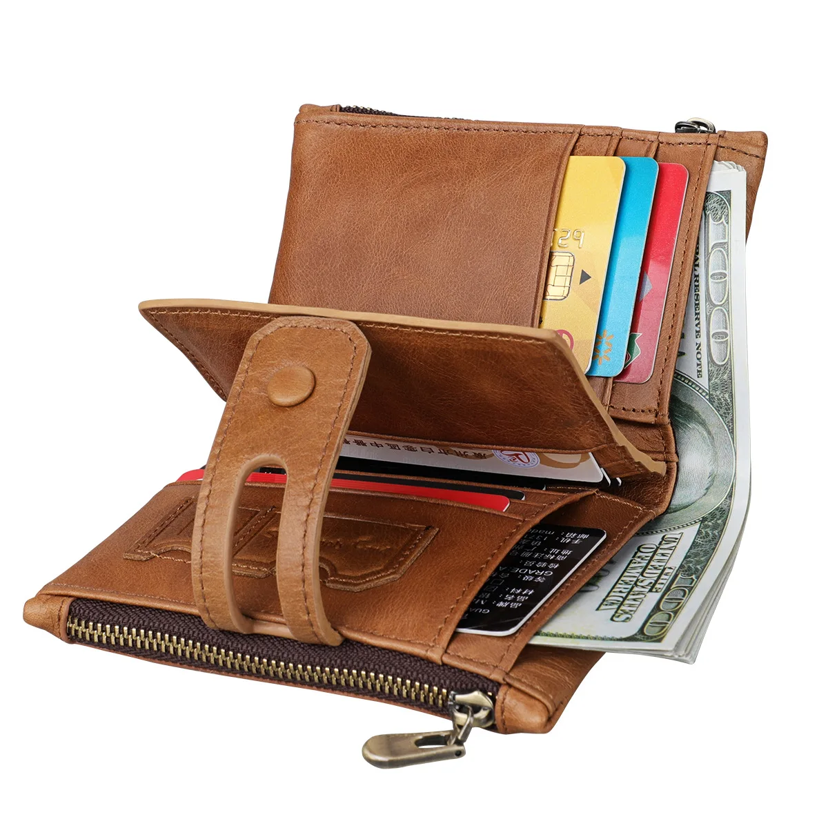 

Custom Genuine Leather Bifold Wallet Coin Purse Mens Real Leather Wallets Slim Crazy Horse Leather Wallet