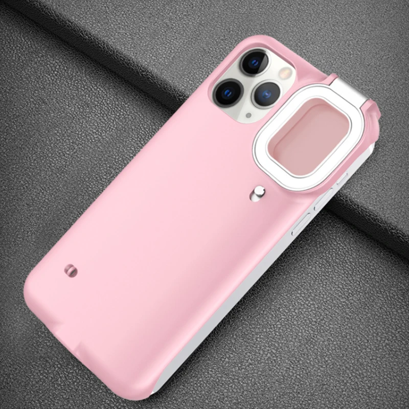 

For iPhone 12 Pro max 11 Pro Phone Case LED Fill Light Selfie Beauty Ring Light Flash Case Capa Stable Shell for iPhone XR