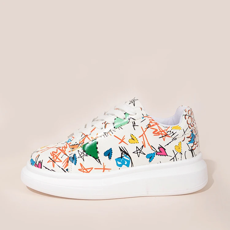 

2020 colorful fashion casual shoes unisex printing height increasing shoes, Yellow