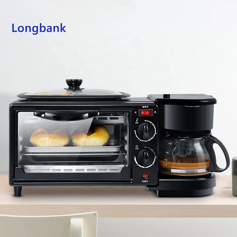 

Longbank 3 in 1 electric oven breakfast maker coffee maker multi functional make coffee toast fried eggs 3 in 1 breakfast maker