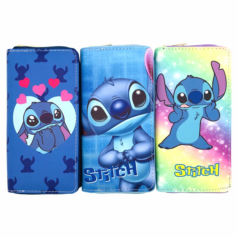 

Professional PU Wallet Supply Ladies Wallet Anime Zipper Coin Purse Student Money Clip Cosmetic Bag Lilo and Stitch Wallet