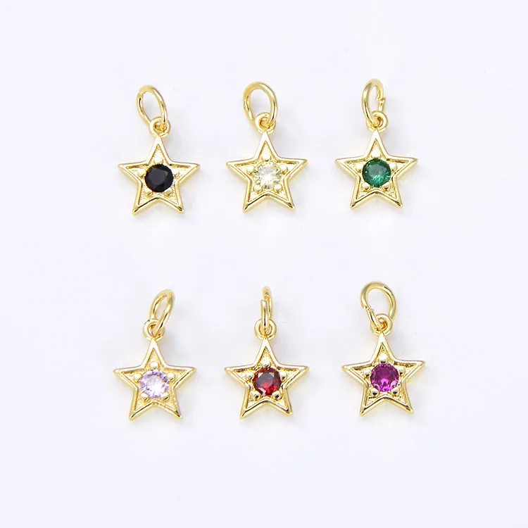 

CZ8217 Dainty Celestial Jewelry supplies minimal Mini CZ Micro Pave Star Charm,Small Diamond Cubic Zirconia Star Charms