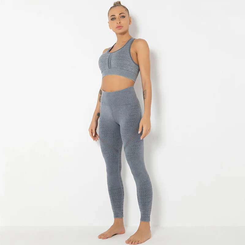 

2 Piece Gym Yoga Set Women Workout Clothes Bra & Pants High Elastic Tracksuit Fitness Suit Athletic Active Sportwear, Customied