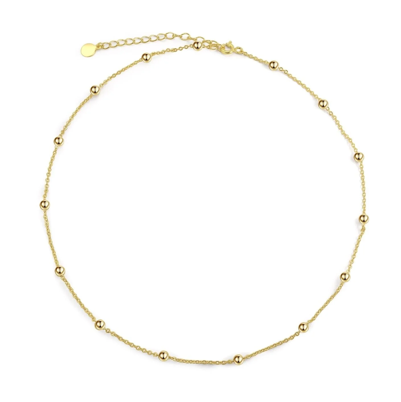 

Wholesale Trendy 18K Gold plated 925 Sterling Silver Small Ball Chain Necklace For Women
