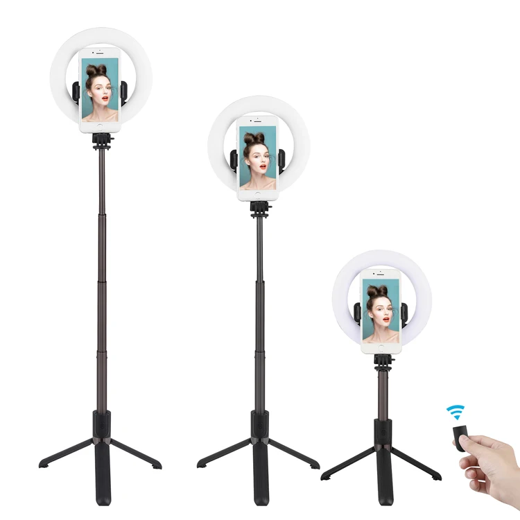 

Factory direct sales folding ring light for cell phone professional beauty led selfie self ring light, Black