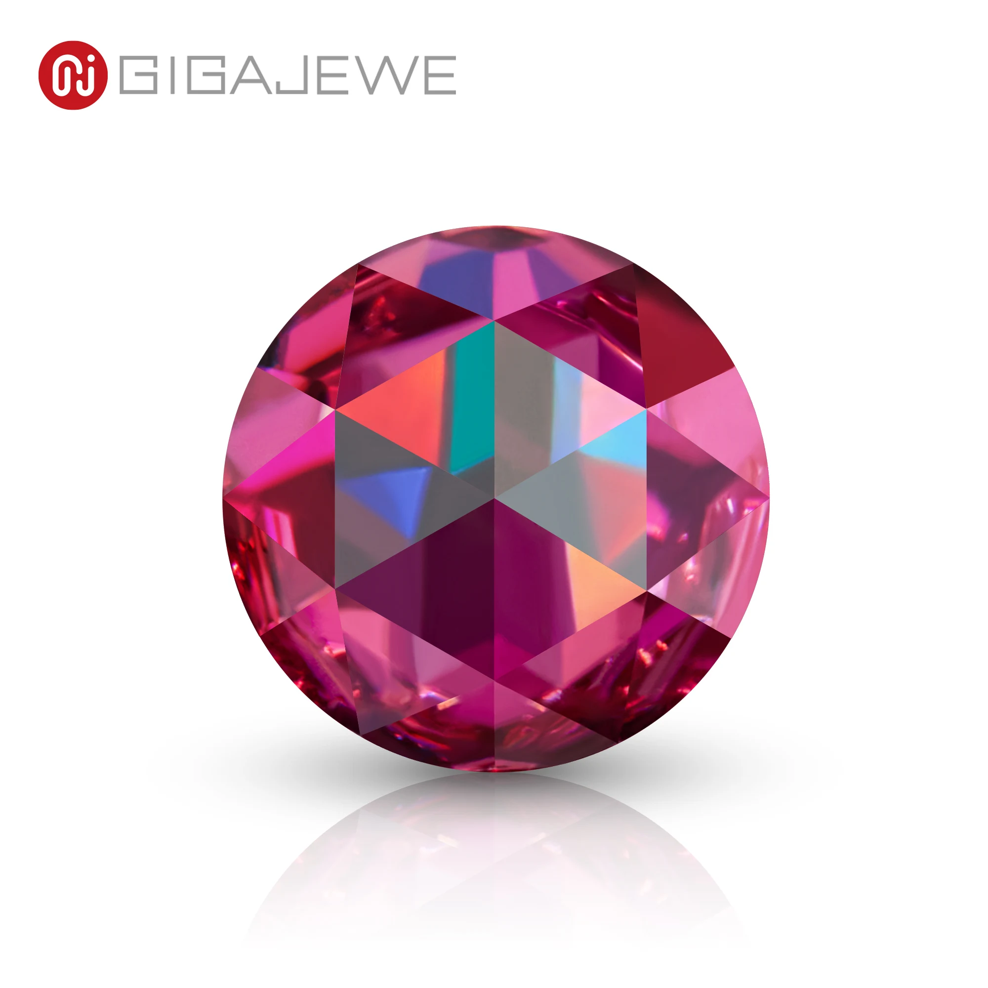 

GIGAJEWE Rare Red Pink Color Rose cut 2ct  VVS1 Round Moissanite Lab Gem For Jewelry Making
