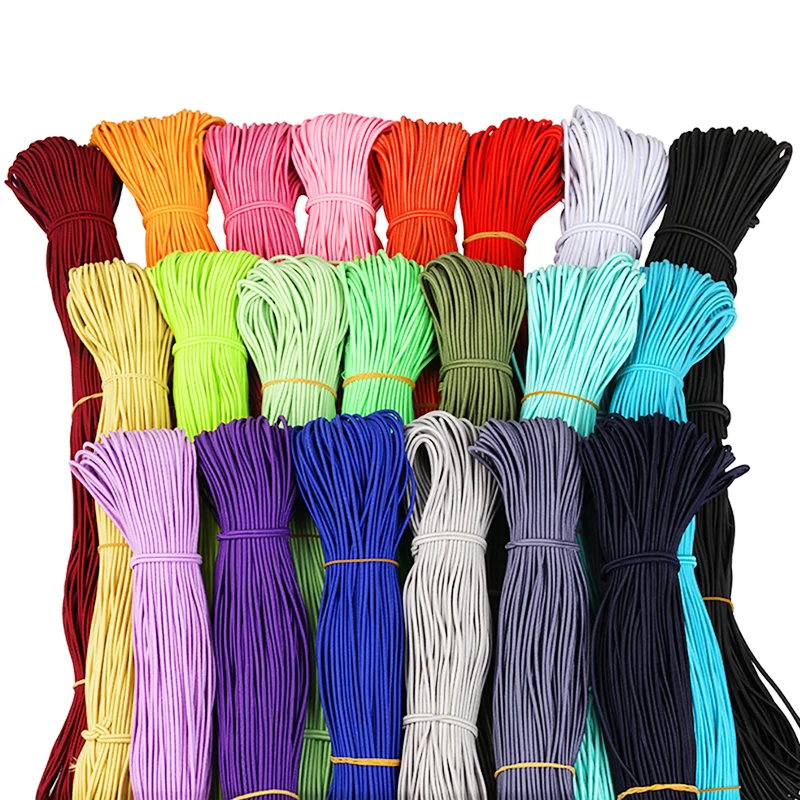 Durable and Fashion Rubber Elastic Drawstring Cord Ropes With Customized rainbow Colors for Luggage and Hair Braiding