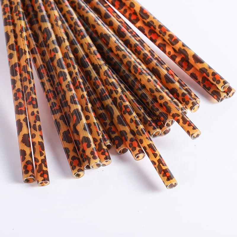 

BPA-free PP material white Leopard Reusable Straw Eco-friendly plastic printed drinking clear leopard straw, White leopard/brown leopard/purple leopard
